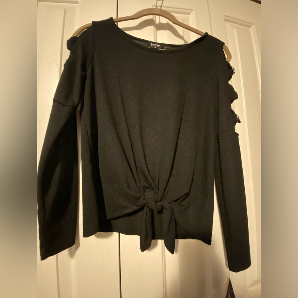 Black Long sleeve with fashion holes. XS. Brand: “By&By”